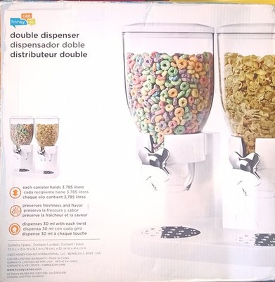 Dual Dry Food & Cereal Dispenser   White Chrome Double Container Kitchen Storage