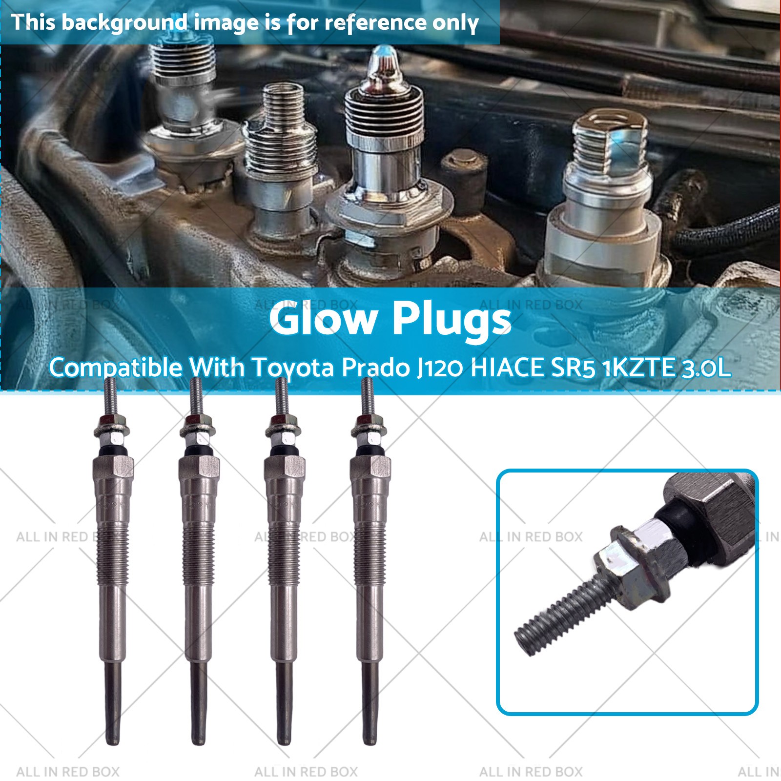 4Pcs Glow Plugs Suitable for Toyota Prado J120 HIACE SR5 1KZTE 3.0L 19850-67020