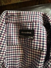 Gingham Button-down checkered Holiday Shirt Non Iron Men's Large Blue And Red