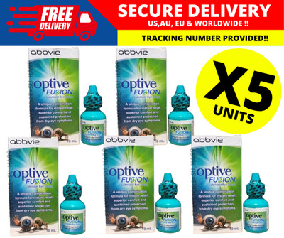 5 Box Optive fusion Lubricant Eye Drops 10ml helps maintains hydration on eyes
