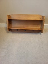 Mamas & Papas Golden Oak Large Shelf With Coat Hooks. 90cms Wide