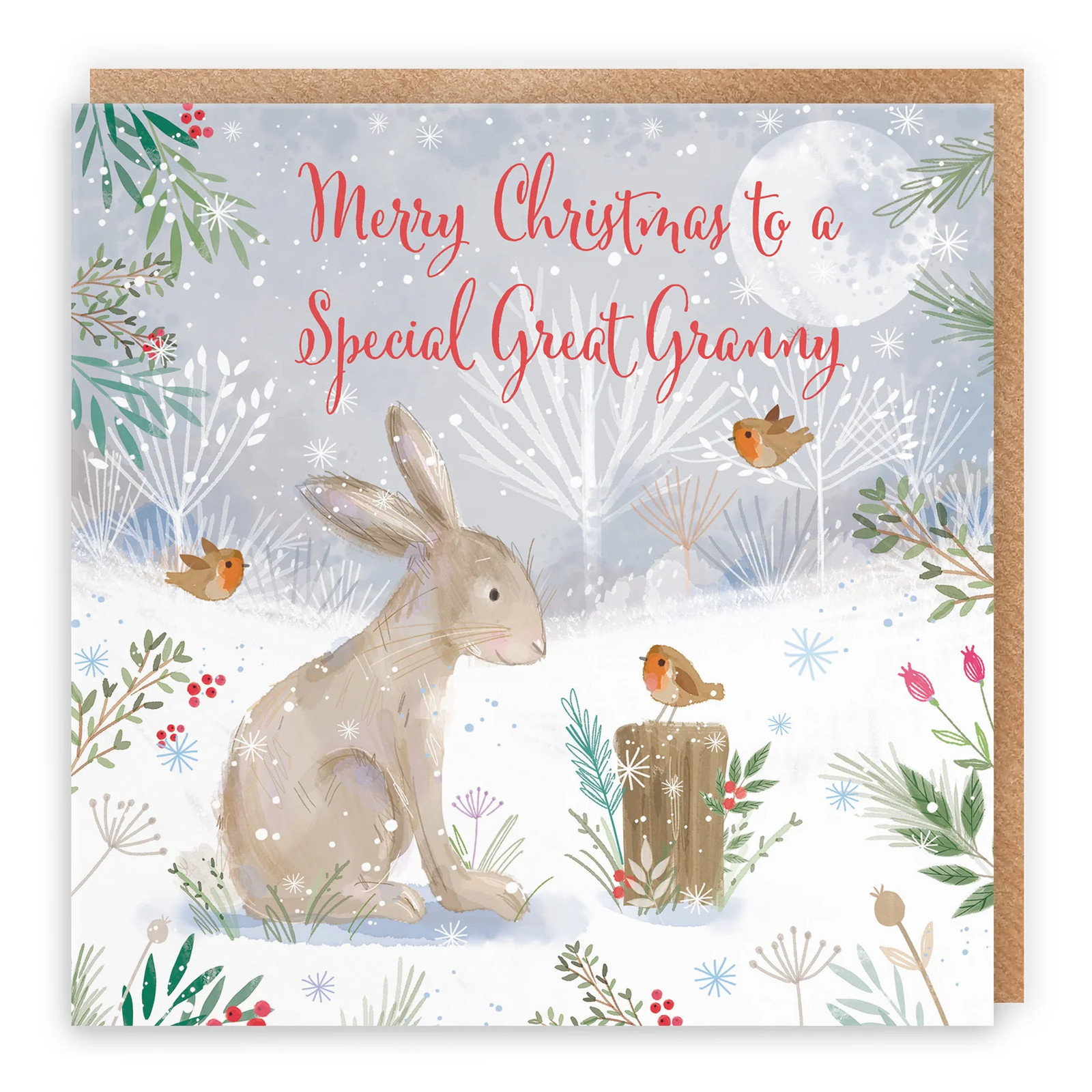 Great Granny Cute Hare Christmas Card Nature's Treasures