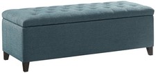 Sasha 50 1/4" Wide Peacock Blue Fabric Tufted Storage Bench
