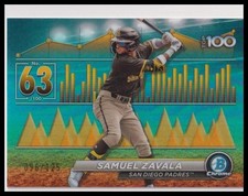 2024 Bowman #BTP-63 Samuel Zavala Bowman Scouts' Top 100 Aqua Refractors #/125