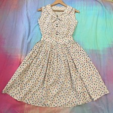 Vintage 40s 50s Novelty Hats Print Skirt Top Set Schoolgirl Rayon Sz S Easter