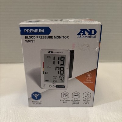 AnD Medical Blood Pressure Monitor Wrist 60 Reading Memory 2 Users UB-543