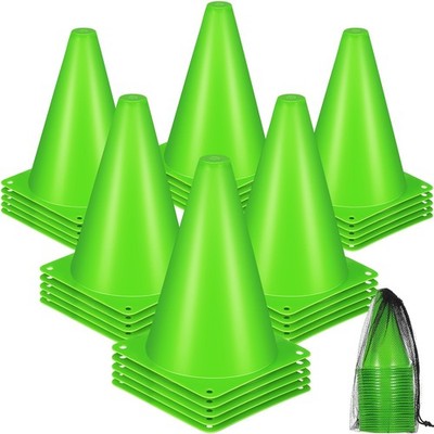 30 Pack 7 Inch Plastic Traffic Cones Sports Training Agility Marker Mini Cone...
