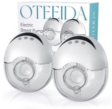 OTEEIDA Hands-Free Wearable Double Electric Breast Pump Battery 24mm White/Clear