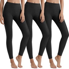 3 Pack Women's Waffle Thermal Bottom Warm Lightweight Underwear Pants Tights ...