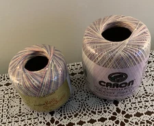 2 Crochet Thread Spools Caron JP Clark Baby Variegated Pastels Size 10 Brand New