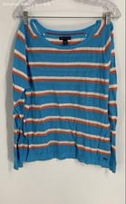 Tommy Hilfiger Womens Multicolor Striped Long Sleeve Pullover Sweater Size Large