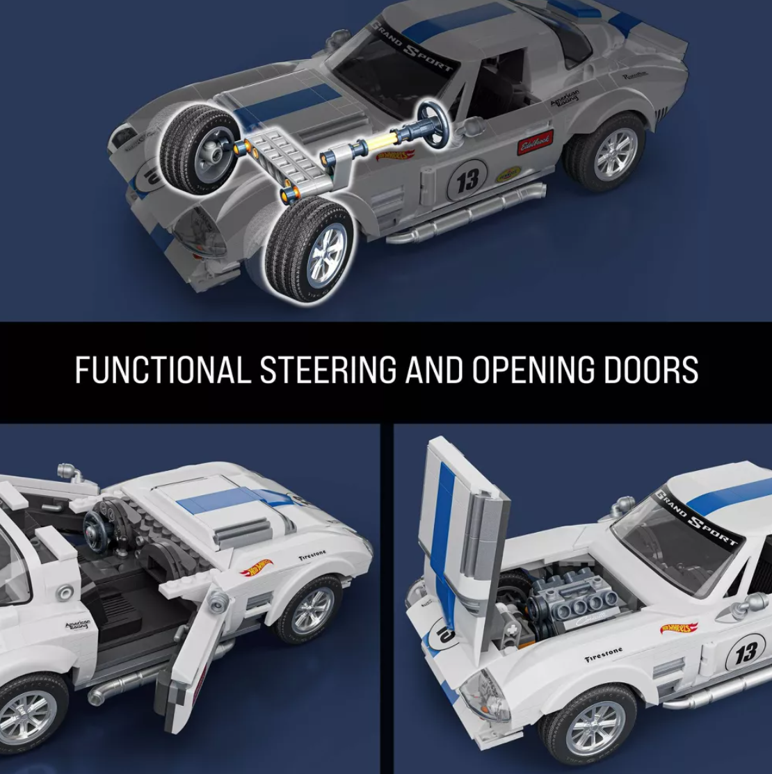 Mattel Brick Shop Hot Wheels Corvette Grand Sport Building Toy Kit