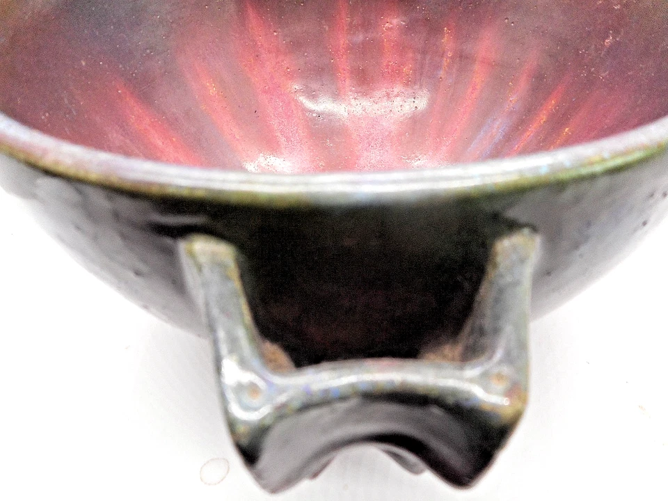 Fulper Pottery No.858 Bowl Footed & Handles 9" Wide & 4 1/2" Tall - Image 3 of 4