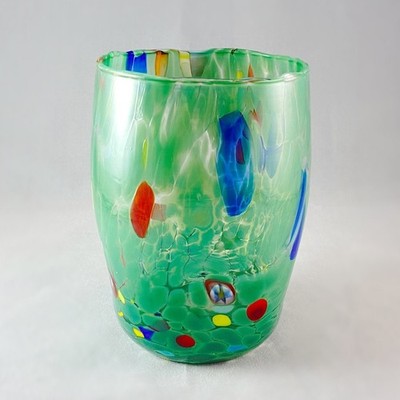 Green Venetian Glass Drinking Glass - Handmade in Italy, Colorful Murano Glass