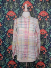 The Shirt Rochelle Behrens Finn Pastel Plaid Shirt Top Nwt S