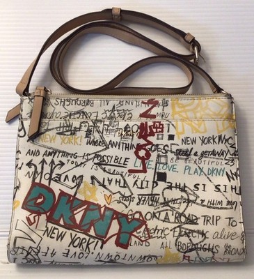 DKNY Multicolor Bryant Park TZ Graffiti Adjustbl Strap ZipTop Crossbody Bag READ