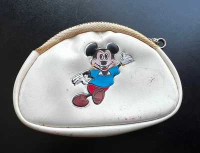 Vintage White Colored Mickey Mouse Coin Purse With Zippered Closure - Image 1 of 4
