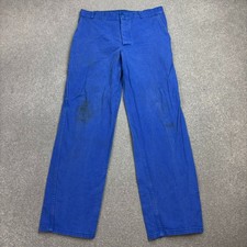 VINTAGE French Trousers Adult 31x30 Blue Workwear Chore Distressed Utility Mens