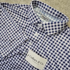 Collars and Co Dress Collar Polo Shirt Mens Large Purple Check Performance Golf