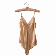 Vintage Maidenform Chantilly Women s Lace Teddy Bodysuit Nude Beige Size 34