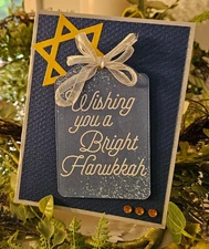 STAMPIN UP CARD KIT -WISHING YOU A BRIGHT HANUKKAH CARD KIT MAKES 4 XS 378