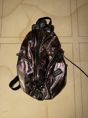 Rebecca Minkoff  Silver Metallic Julian Convertible Backpack Used See Pics