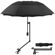 Adjustable Sun Umbrella with Clamp Clip UPF 50 Portable Folding Umbrella for...