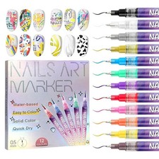 12 Colors Nail Art Pens set 3D Nail colors Pen Quick-Drying Acrylic Paint Marker