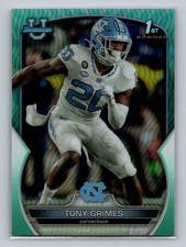 2022 Bowman University Chrome Aqua Refractor Tony Grimes 208/299 North Carolina