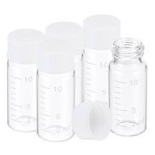 5 Pcs 10ml Clear Glass Vials with White Screw Caps, Sealed Bottles with Scale