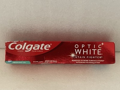 Colgate Optic White Stain Fighter Enamel Safe Toothpaste Fresh Mint Gel 2 oz