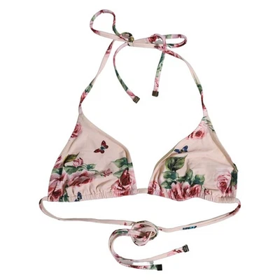 Haut de bikini DOLCE & GABBANA rose nylon support floral vêtements de plage... - Photo 1/4