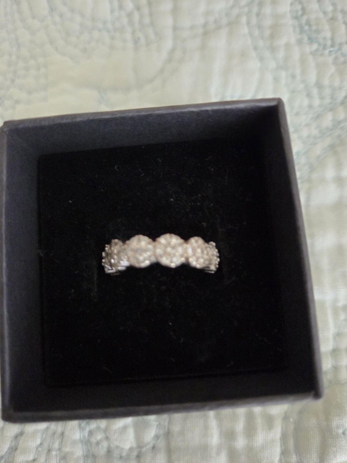 Sterling Silver And Cz Flower Eternity Band Ring Size 6
