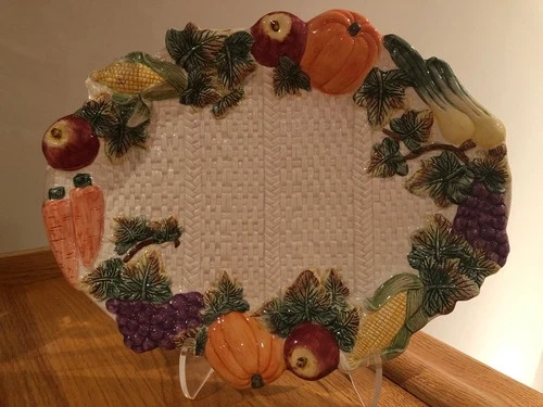 Fitz and Floyd Harvest Bounty 1993 OCI Omnibus 13.5" Oval Serving Platter ~ VTG