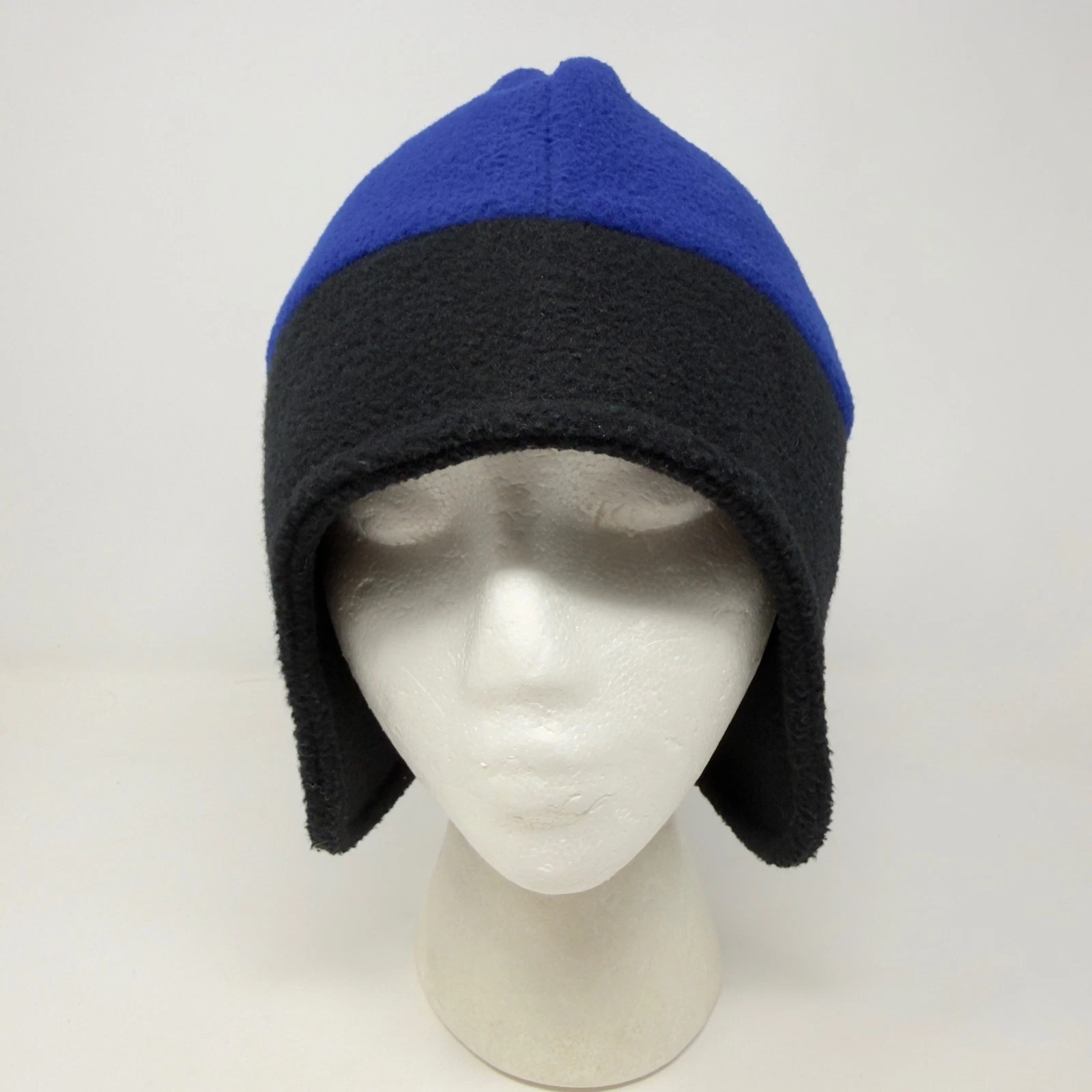 Vtg Columbia Sportswear Mens Fleece Earflap Beanie Blue Black Made in USA L/XL