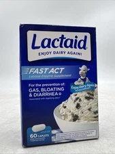 Lactaid Fast Act Lactose Intolerance Relief Gas Bloating 60 Caplets Exp 08/2027