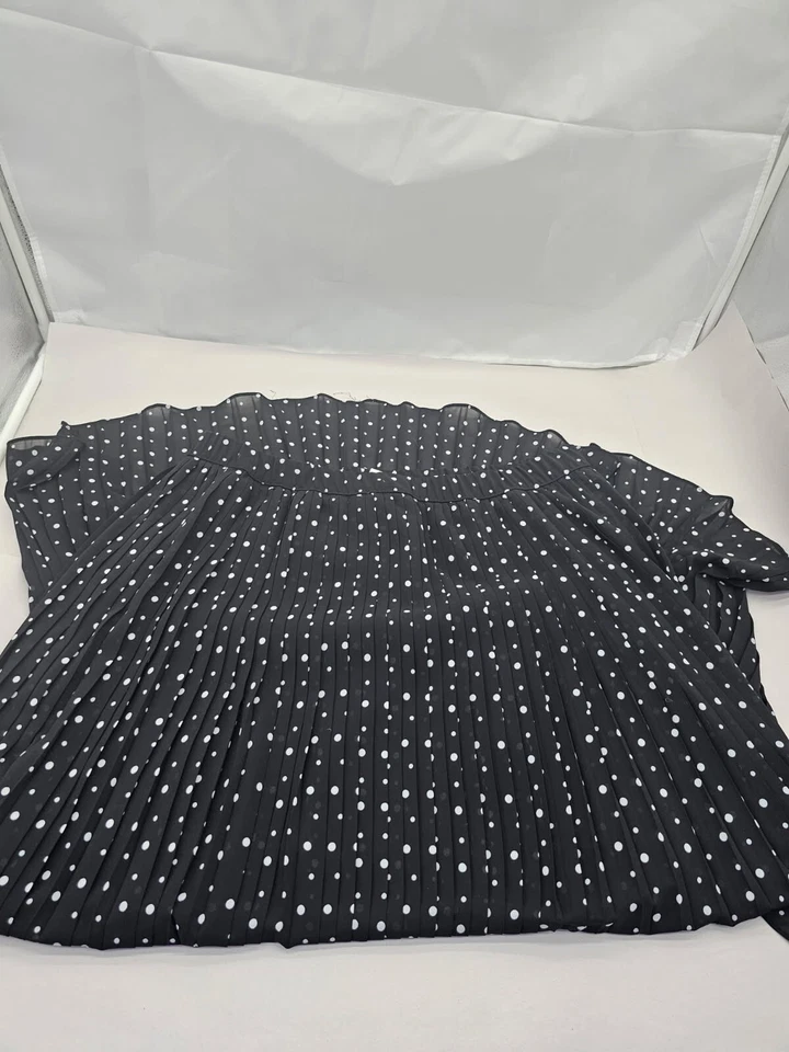 Women's NY Collection High Low Skirt Size L Black Polka Dot Lined Pleated - Image 3 of 4