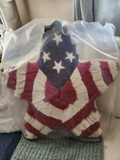 NEW Pottery Barn Americana Ruffled Star 20" Pillow Patriotic stars stripes