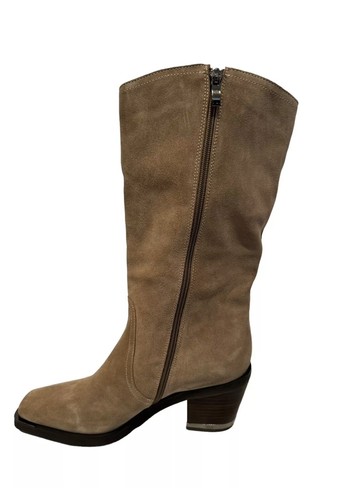 Vince Camuto Babellie Brown Suede Leather Square Toe Western Mid Calf Boot Sz 11 - Picture 2 of 10