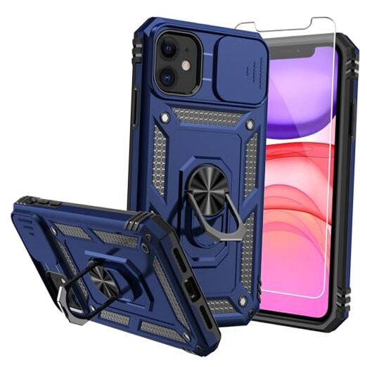 for iPhone 11 Case,with Screen Protectors and Camera Cover,[Military Blue