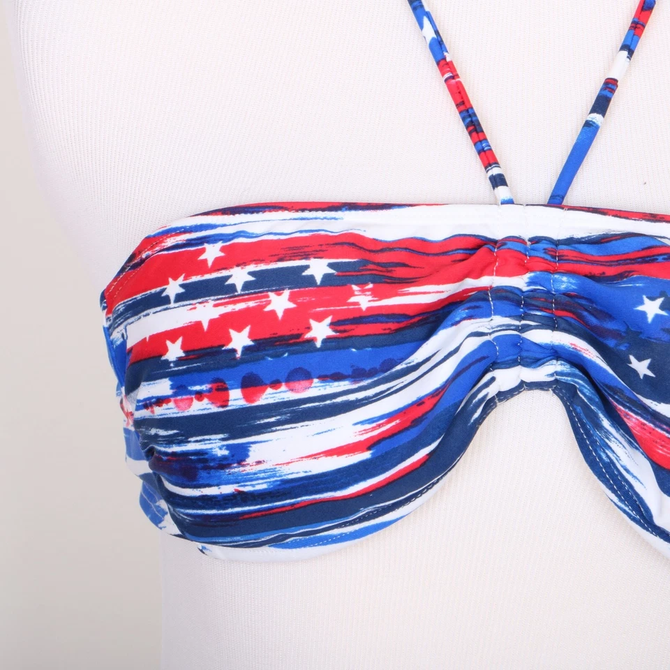 Top de bikini OP Ocean Pacific M rojo blanco azul bandera americana Foto 3 de 4
