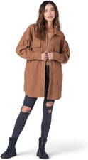Saltwater Luxe Sienna Button Up Oversized Shacket, Brown Size M $165.00