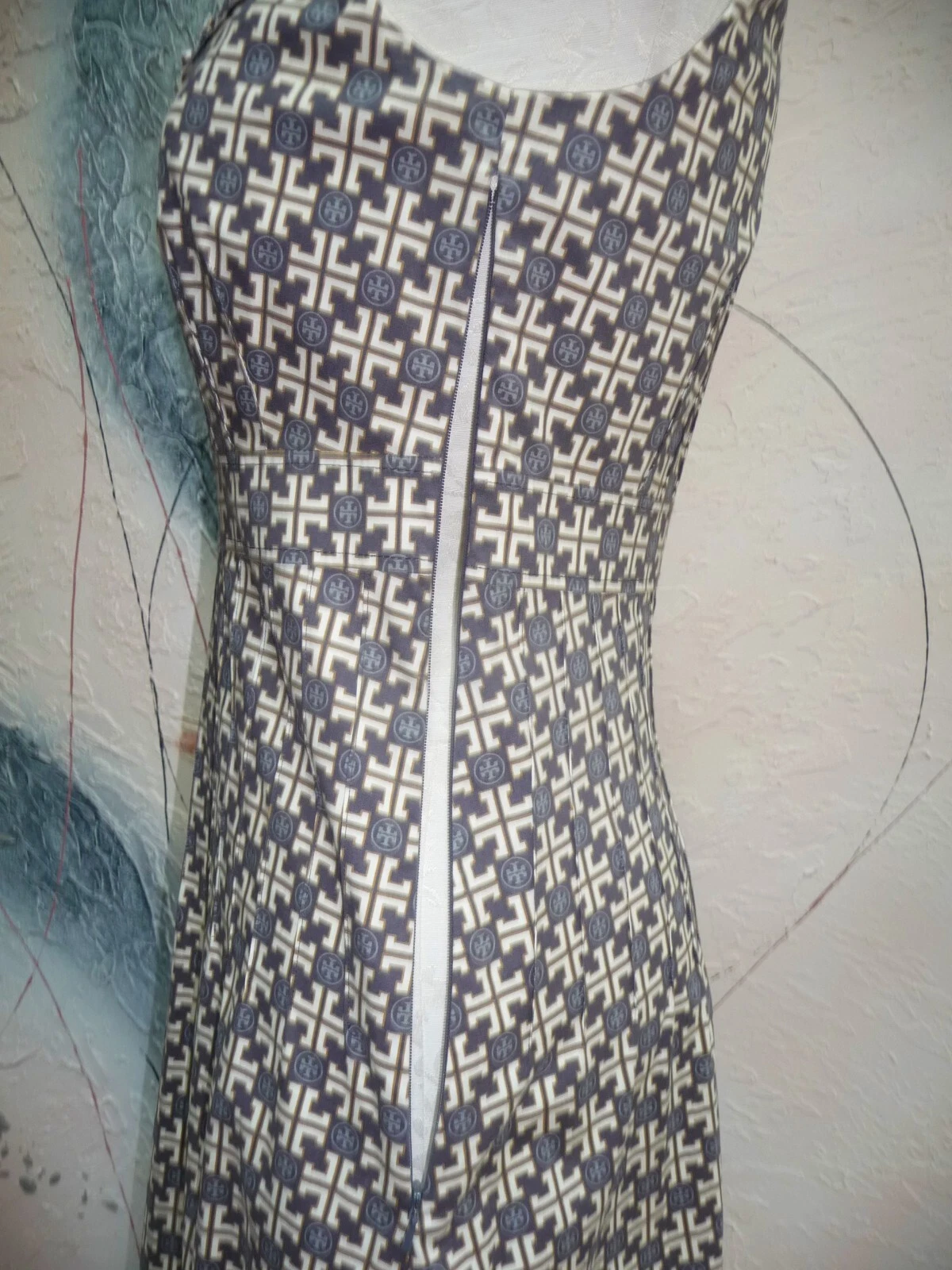 SPLENDIDO ABITO FODERATO IN COTONE SVASATO CON STAMPA LOGO TORY BURCH $395 TAGLIA 6