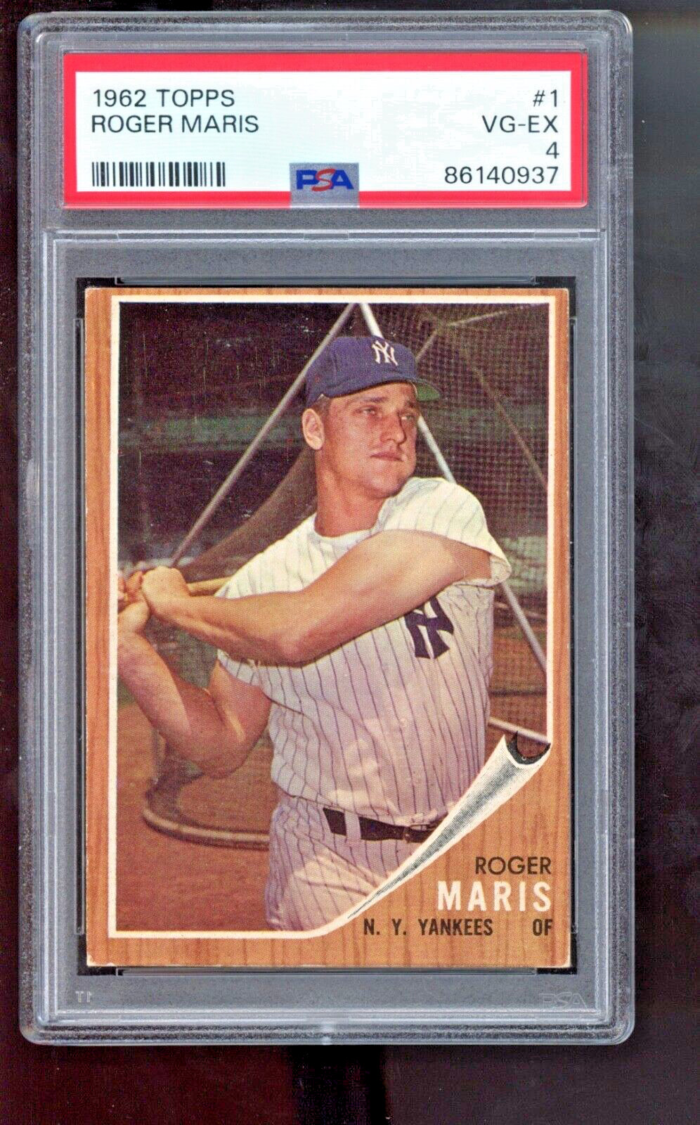 1962 Topps Roger Maris #1 New York Yankees PSA 4 VG-EX
