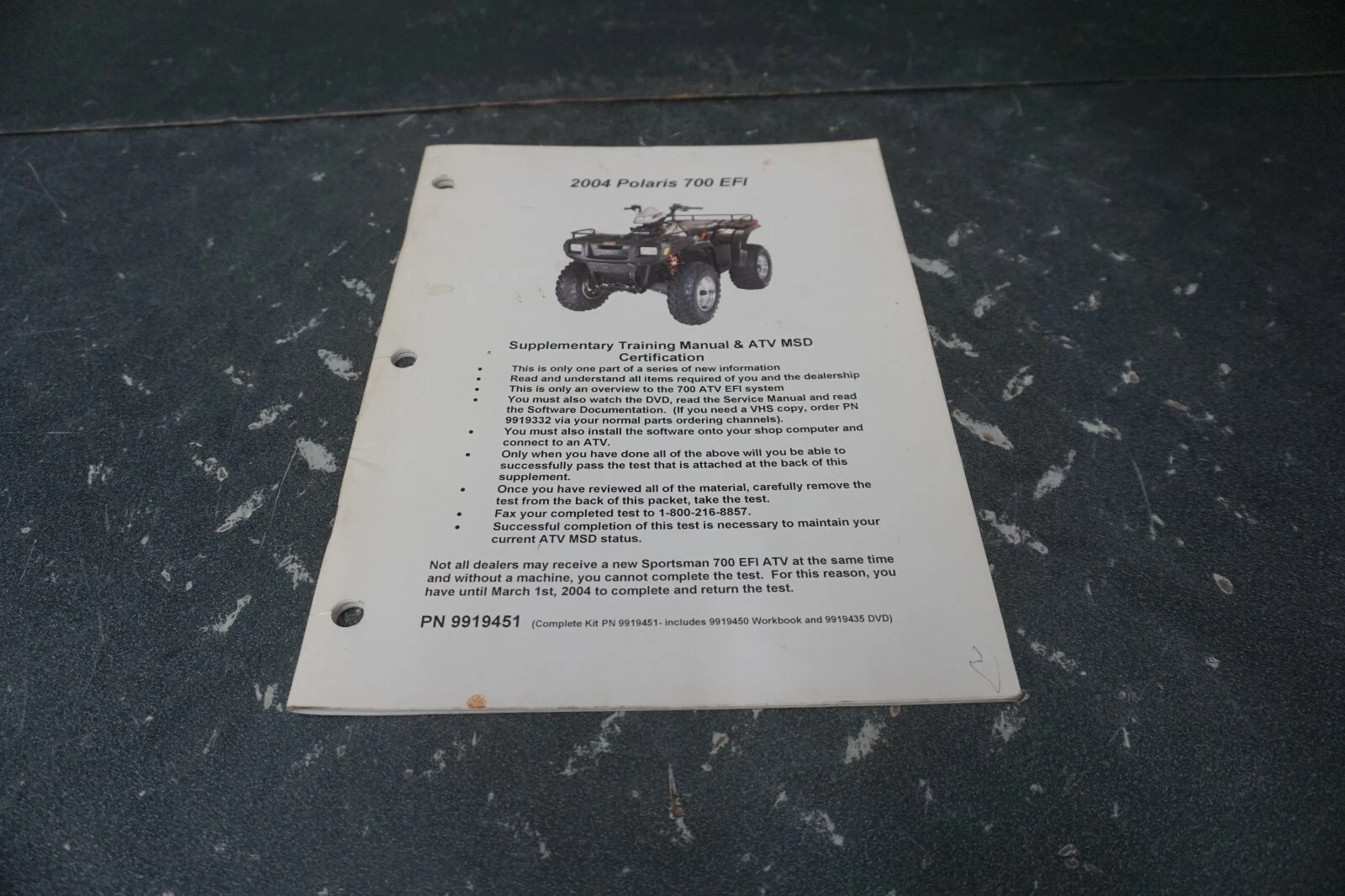 04 Polaris 700 EFI Supplementary Training Manual & ATV MSD Certification 9919451