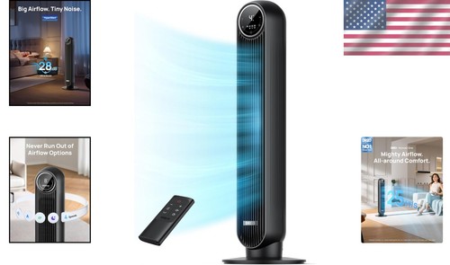 Compact & Stylish Bladeless Tower Fan - Remote Control, Indoor Cooling Solution - Picture 2 of 10