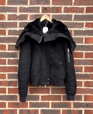 All Saints Oversized Trux Bomber Shearling Sheepskin Leather Jacket Medium B51