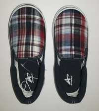 Athletech Youth Unisex Plaid Slip On Sneakers Sz 12M. Elastic For Easy On