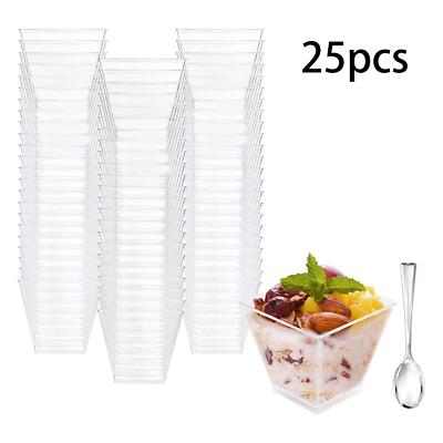 25 Stück Servier Party Töpfe 60ml / kleine Einweg Quadrat Tasse Servierschale für