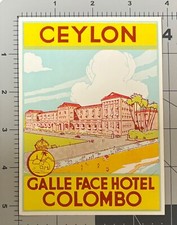 GALLE FACE HOTEL COLOMBO CEYLON POSTER STYLE LUGGAGE LABEL~SE ASIA-SRI LANKA